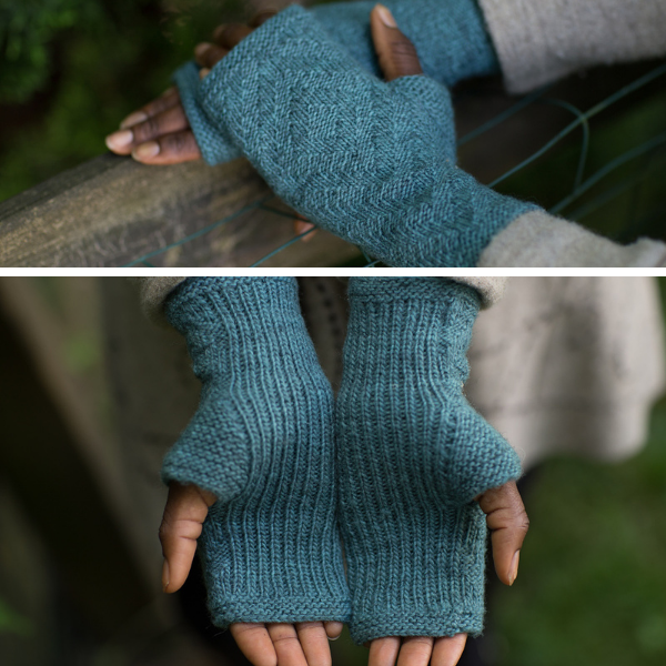 Highly textured fingerless mitts
