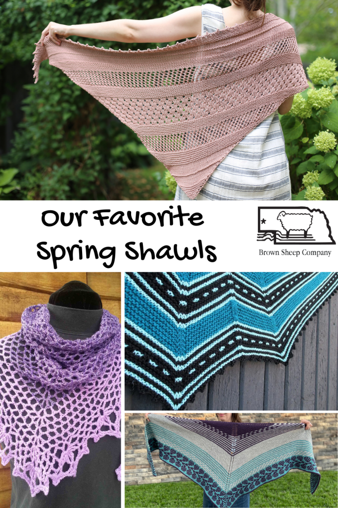 Four spring shawls in lace and multiple colors