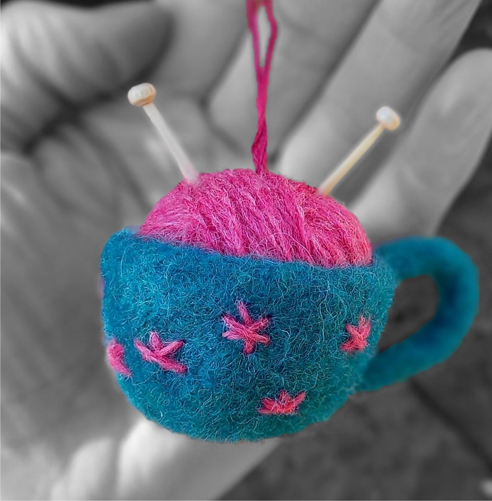 felted teacup ornament