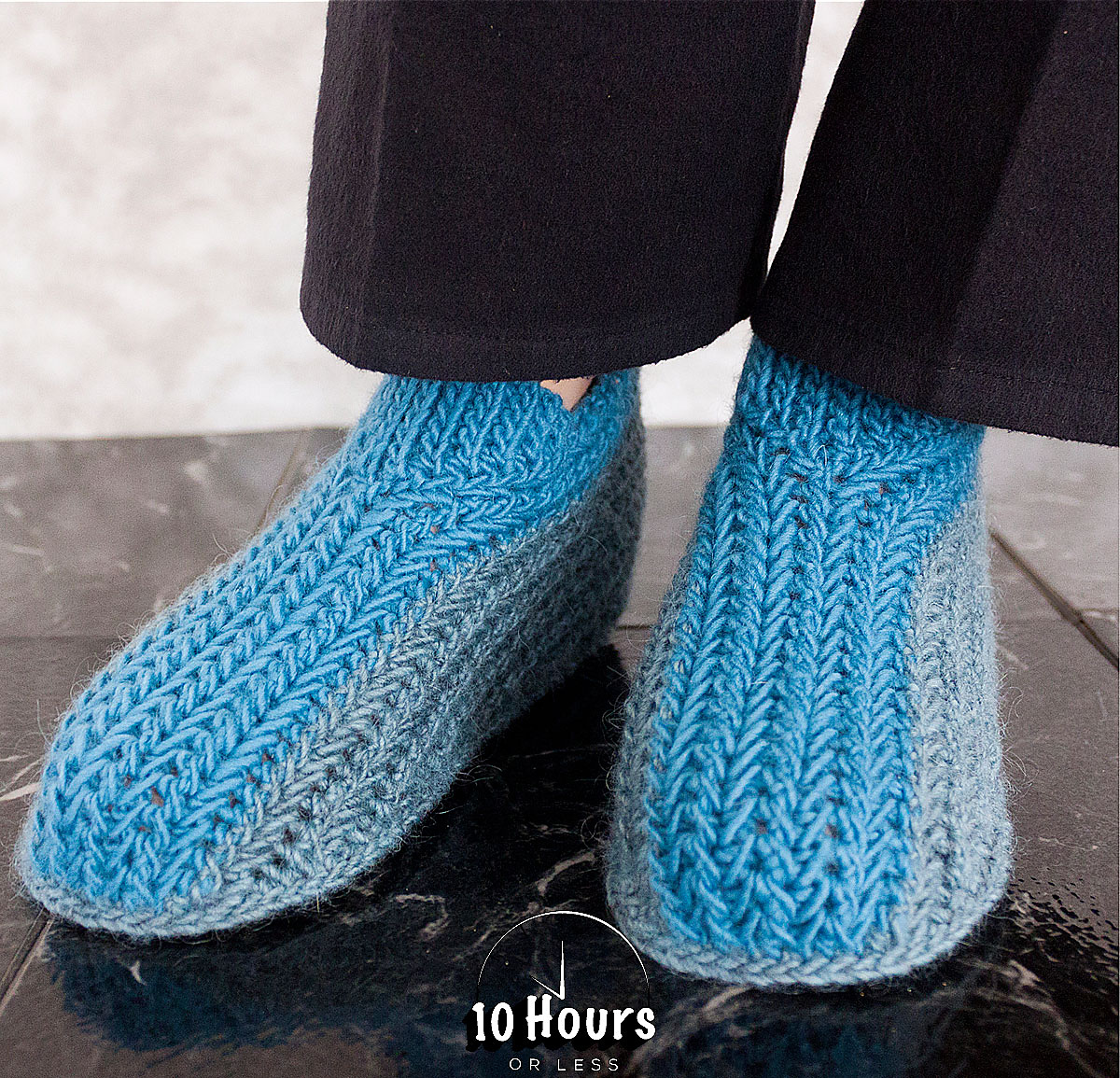 hand crocheted chunky baby blue slipper booties for adults