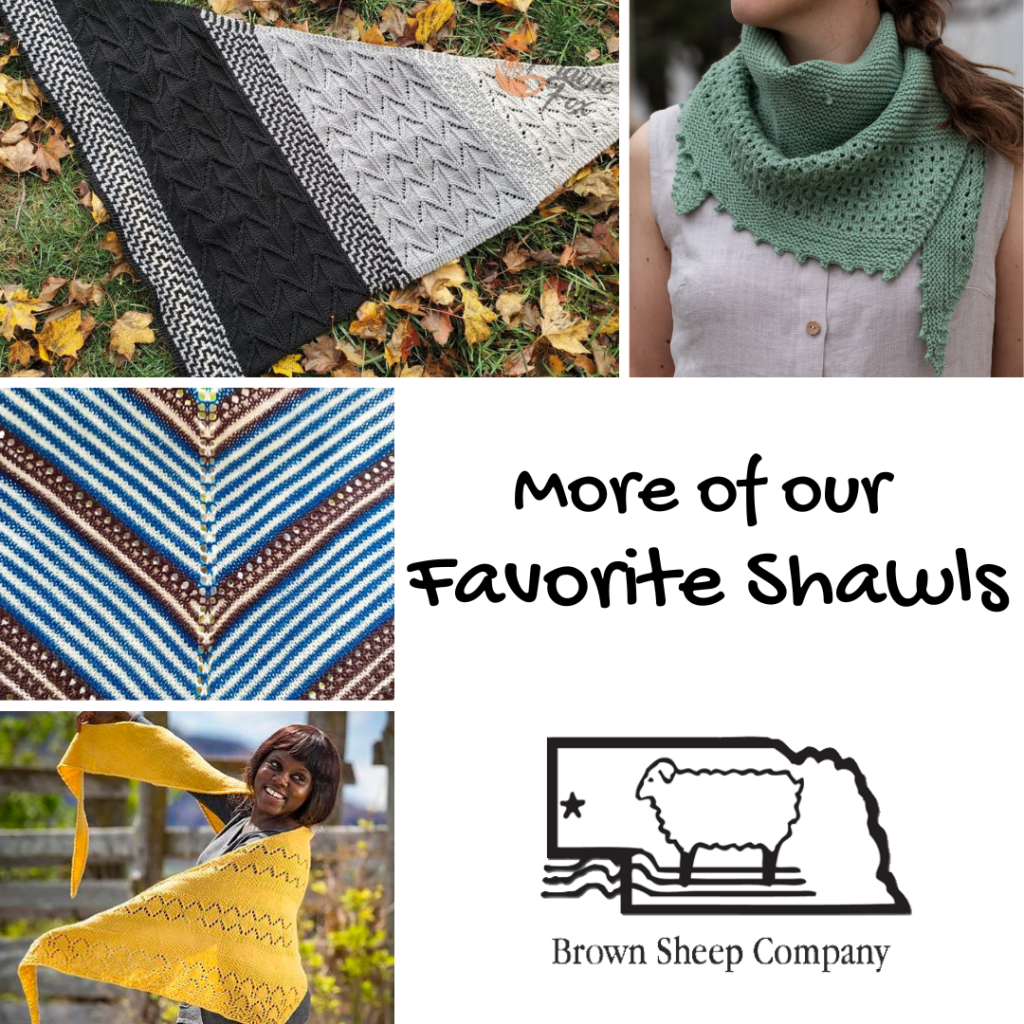 selection of Knit and crochet shawls from Brown Sheep Company