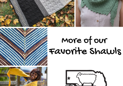 selection of Knit and crochet shawls from Brown Sheep Company