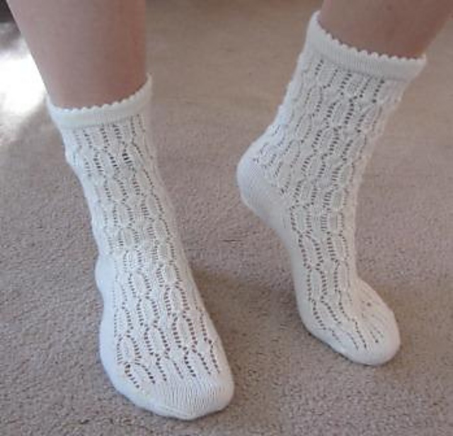 white lace handknit socks